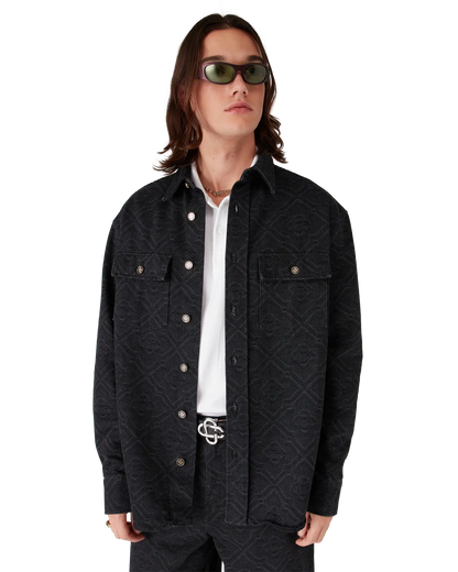 Chemise en jean noire à manches longues Black Laser