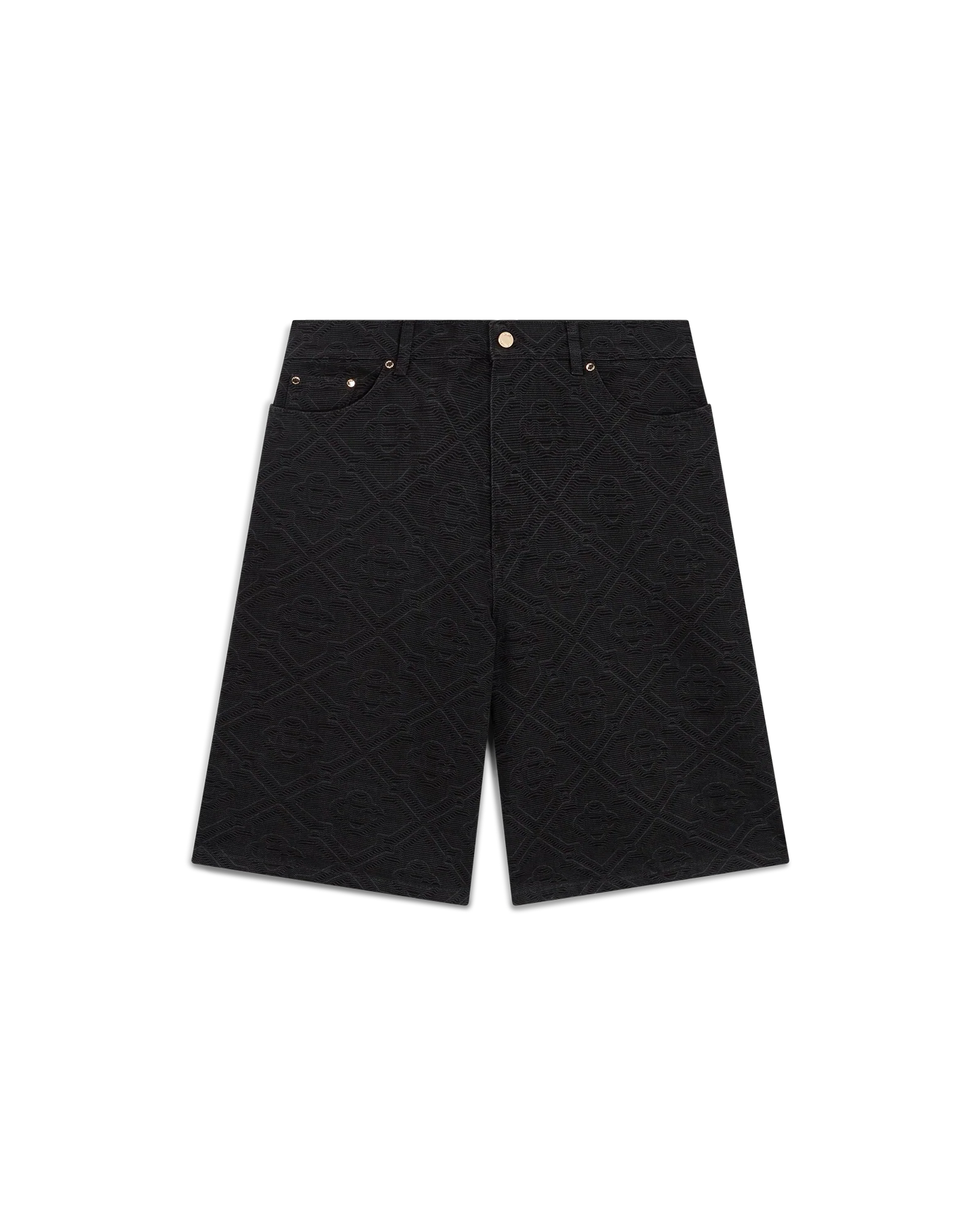 Short en jean monogrammé au laser