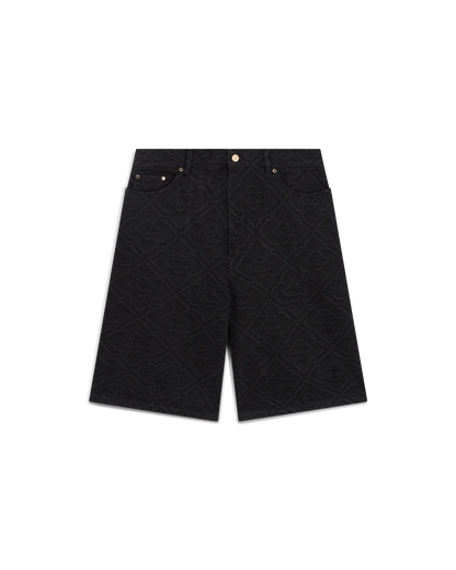 Short en jean monogrammé au laser