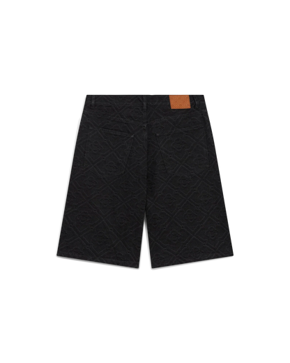 Short en jean monogrammé au laser