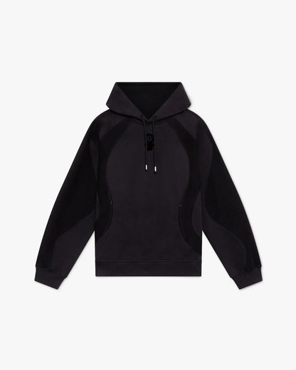 Black Squash Logo Flock Print Hooded Sweatshirt
