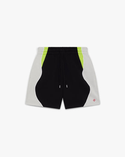 Short molletonné color-block noir et gris