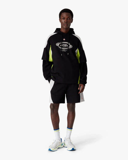 Short molletonné color-block noir et gris