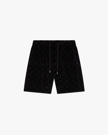 Purple Monogram Velour Shorts