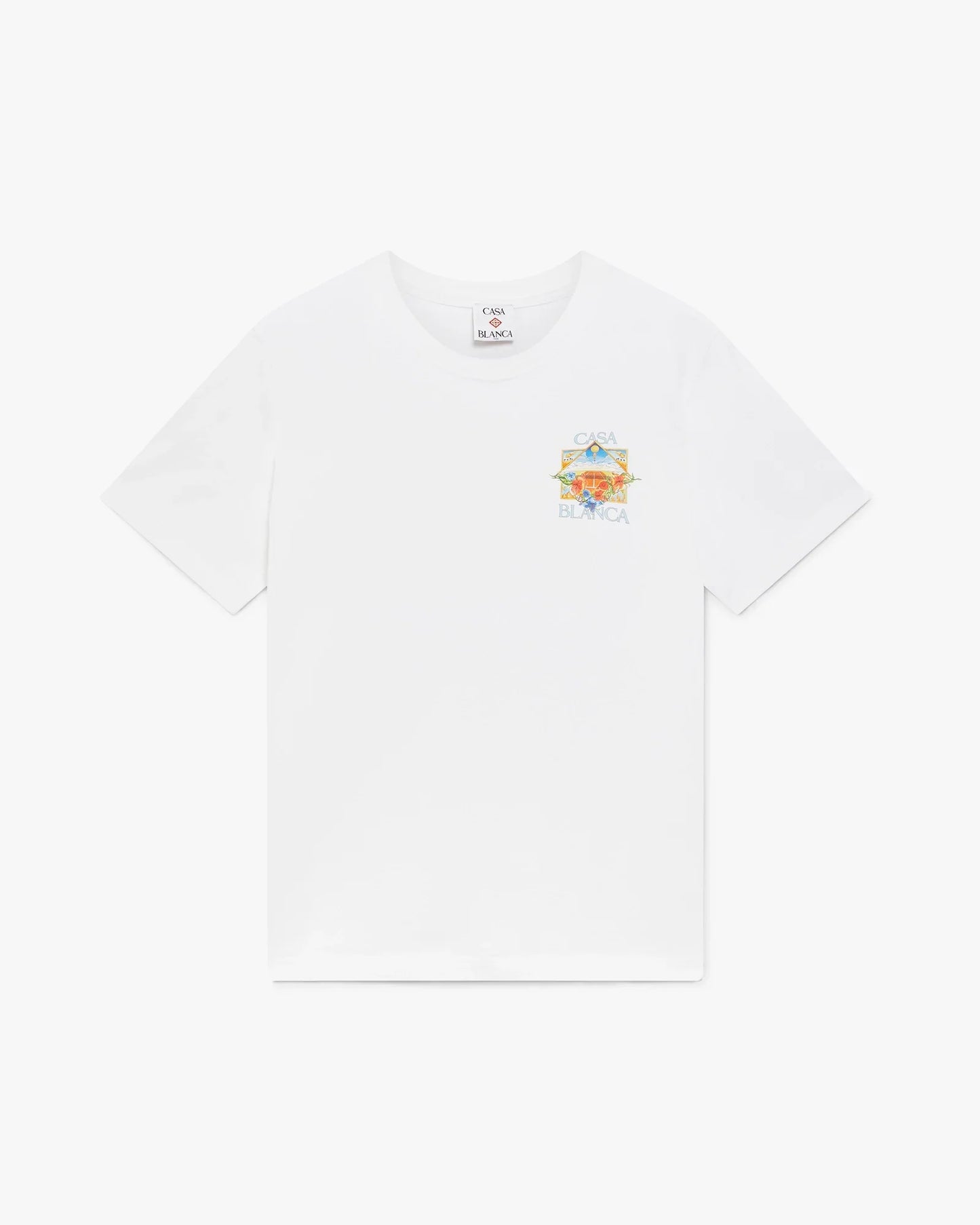 T-shirt Court à Manches Courtes Icône du Tribunal de la Fleur Blanche