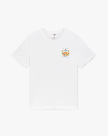 T-shirt Court à Manches Courtes Icône du Tribunal de la Fleur Blanche
