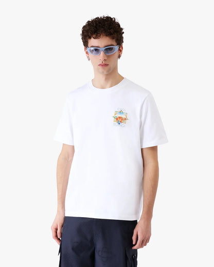 T-shirt Court à Manches Courtes Icône du Tribunal de la Fleur Blanche