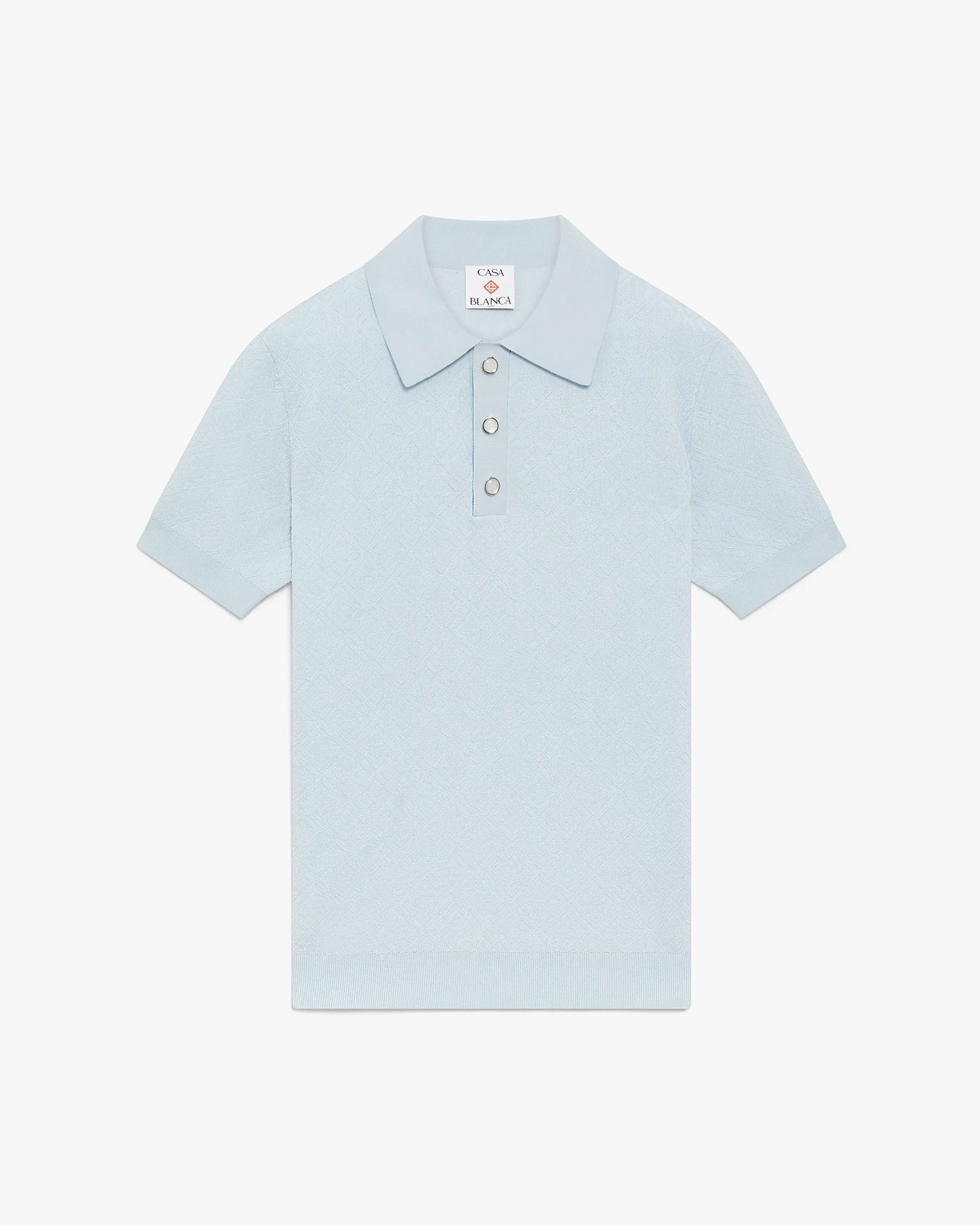 Polo à manches courtes monogramme ajouré bleu