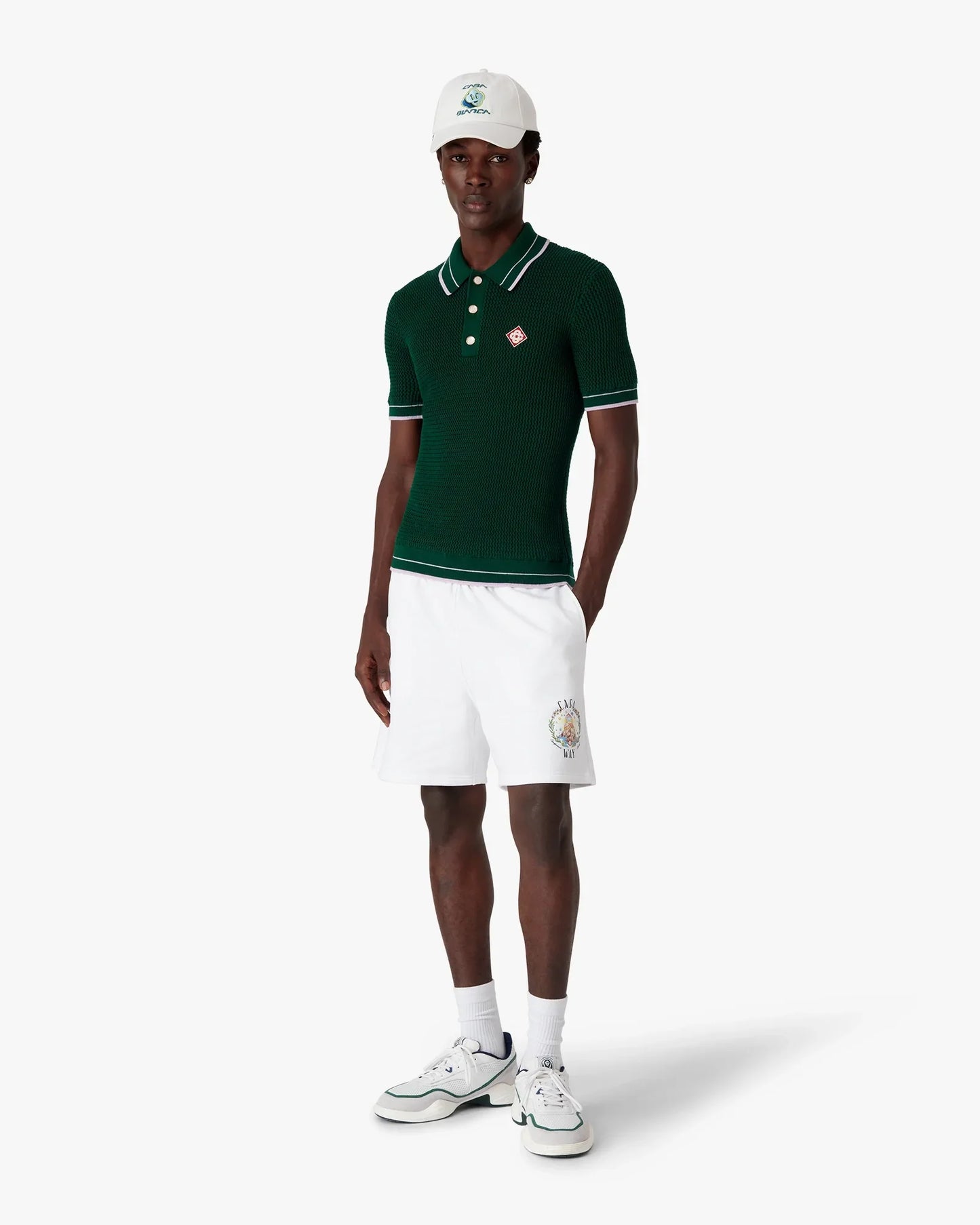 Polo à manches courtes en crochet vert