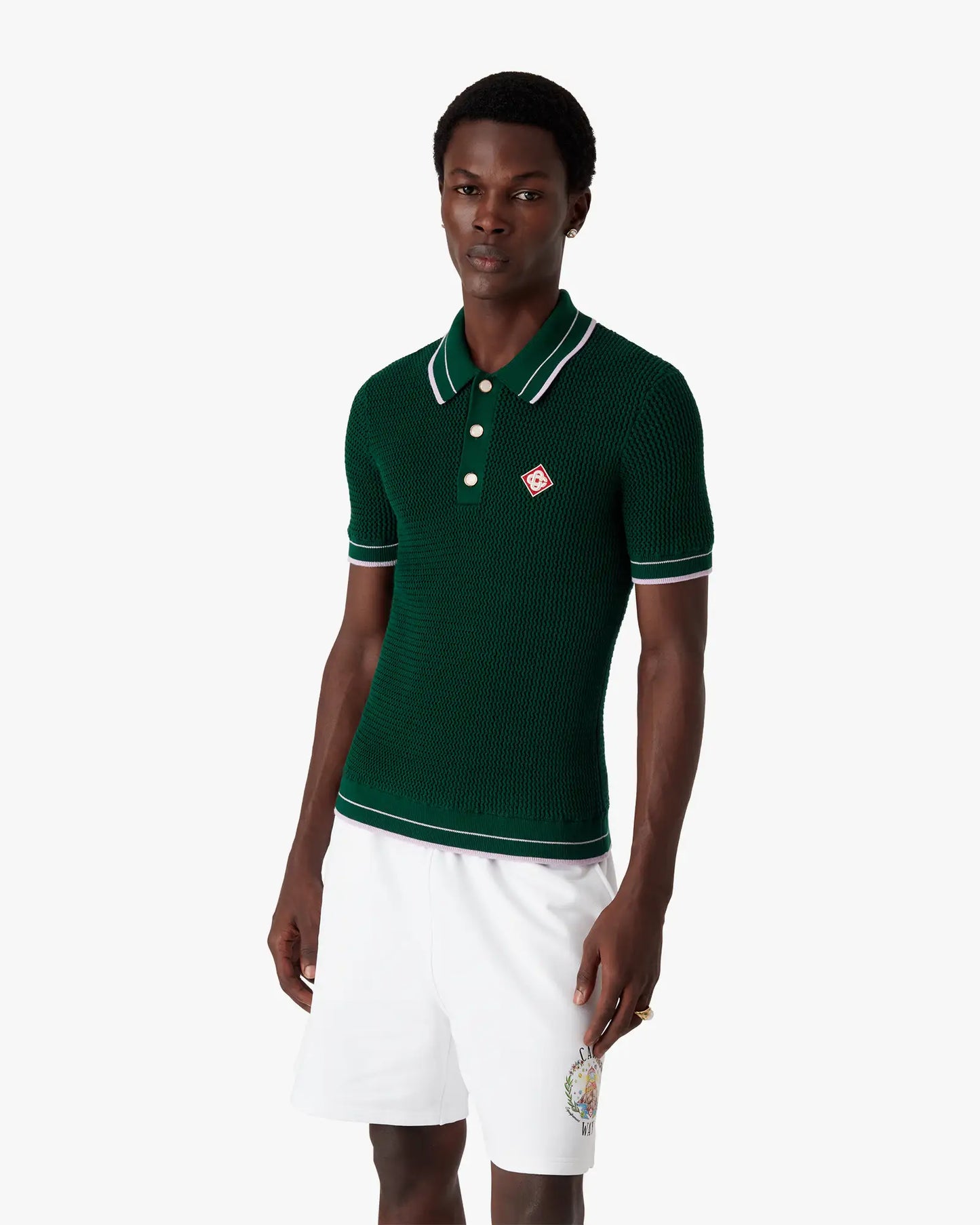 Polo à manches courtes en crochet vert