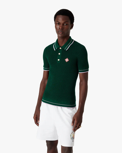 Polo à manches courtes en crochet vert