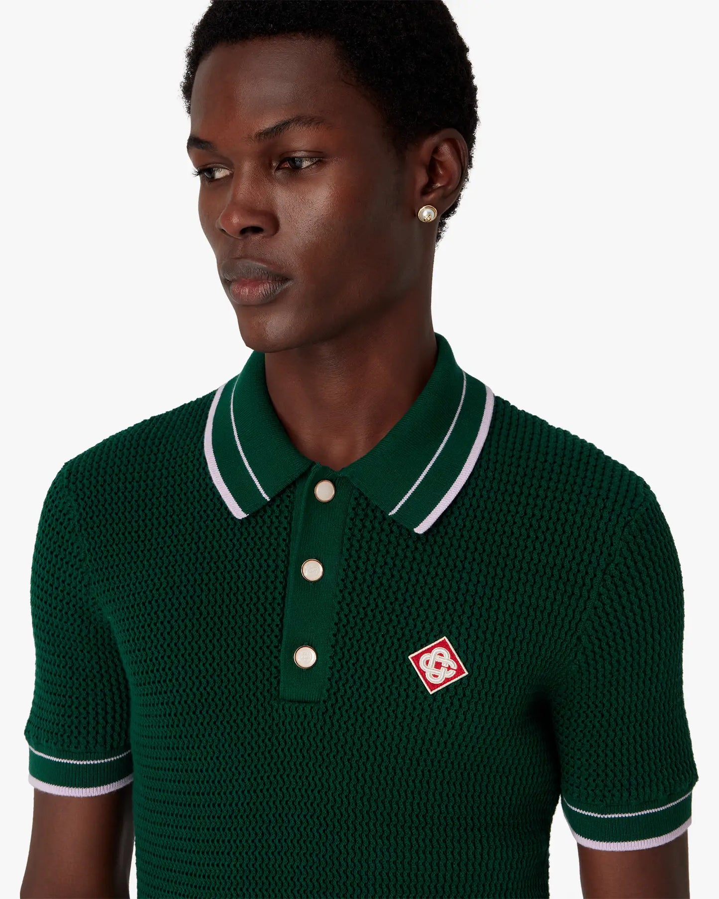 Polo à manches courtes en crochet vert