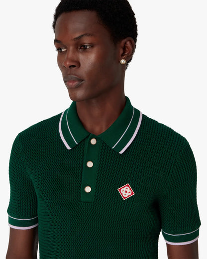 Polo à manches courtes en crochet vert