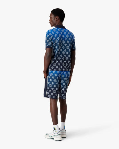 Polo tricoté à manches courtes avec monogramme dégradé marine