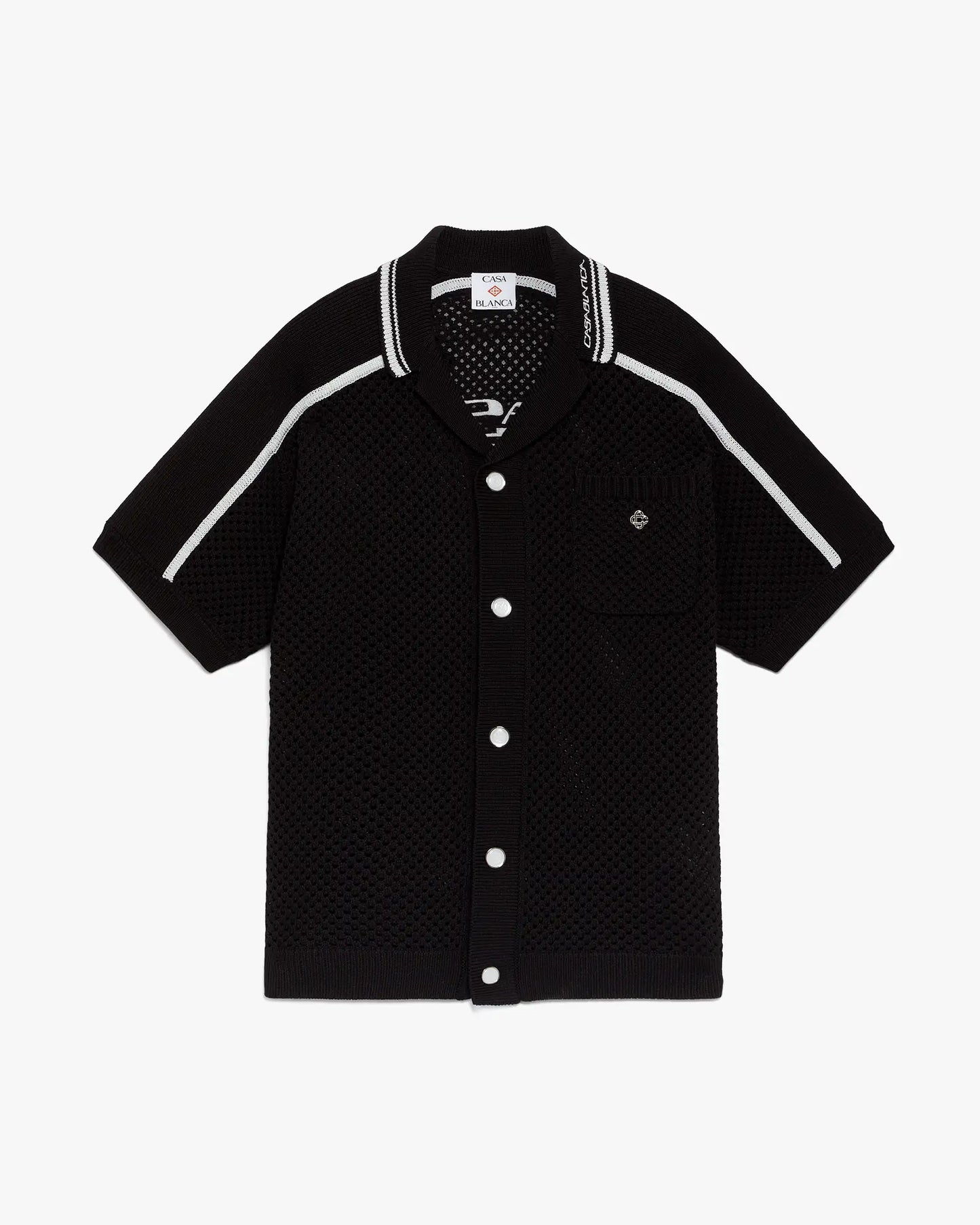 Chemise en maille noire à manches courtes