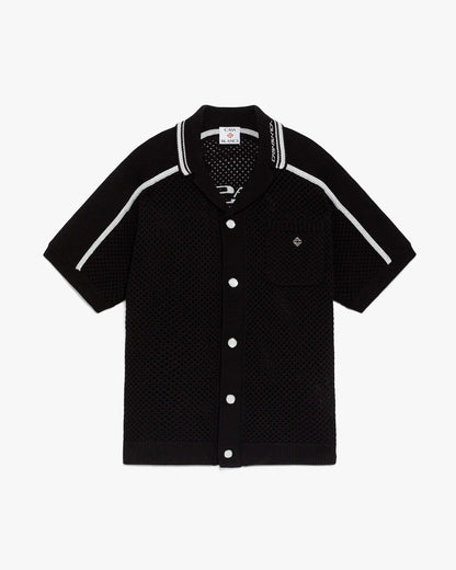 Chemise en maille noire à manches courtes