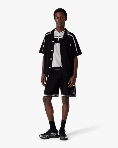 Chemise en maille noire à manches courtes