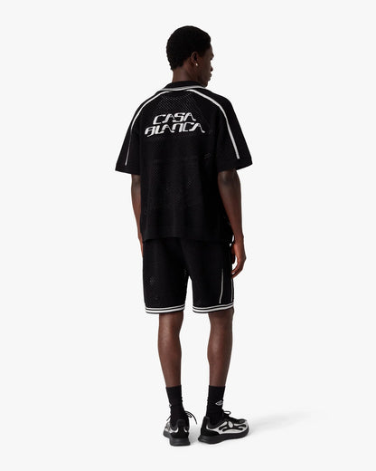 Chemise en maille noire à manches courtes
