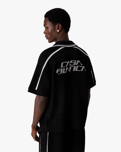 Chemise en maille noire à manches courtes