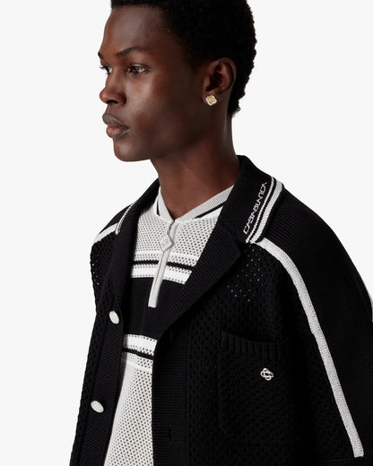 Chemise en maille noire à manches courtes