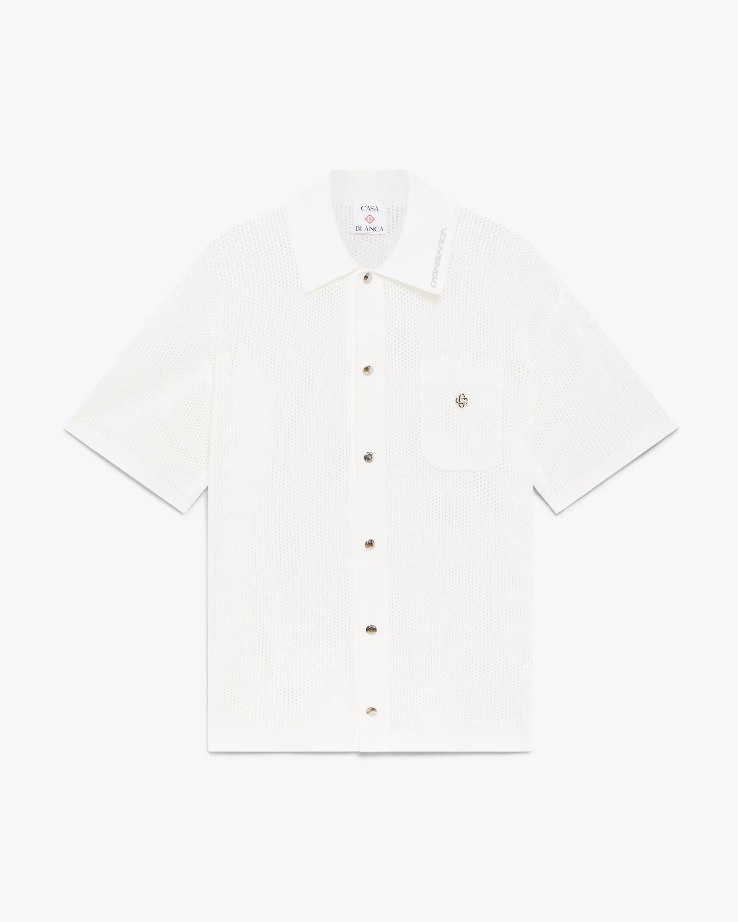 Chemise en maille blanche à manches courtes