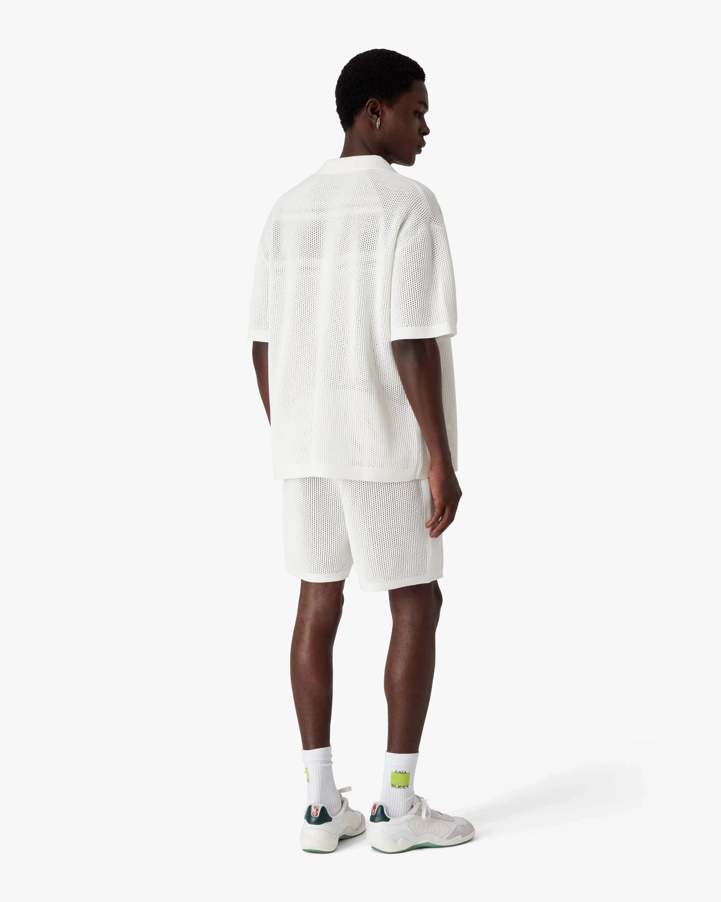Chemise en maille blanche à manches courtes