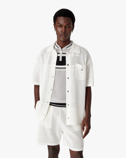 Chemise en maille blanche à manches courtes