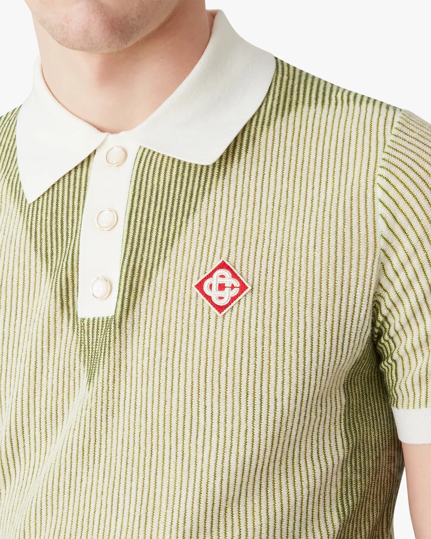 Vertical Stripe Short Sleeve Polo Shirt