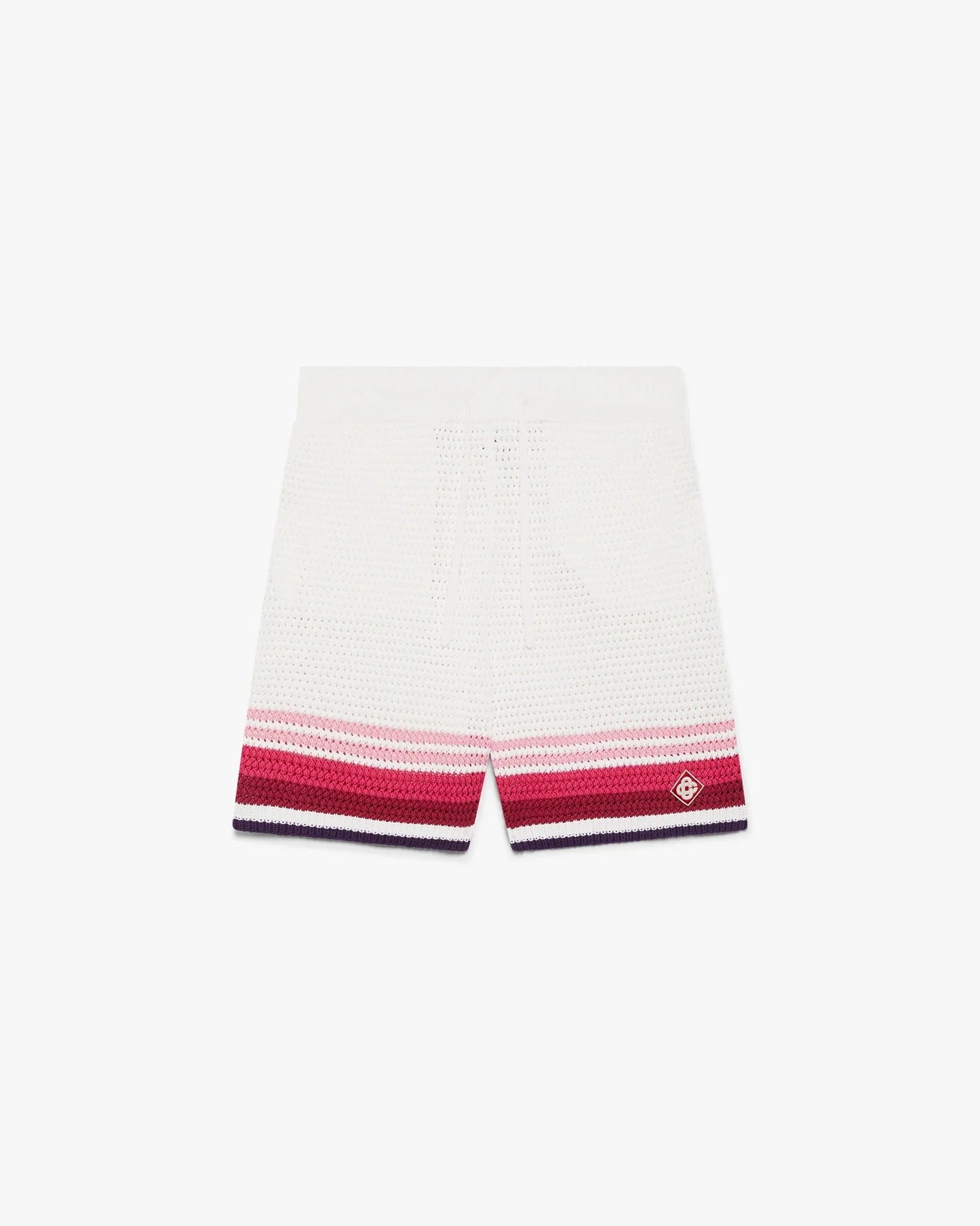 Short en crochet rayé blanc et rose