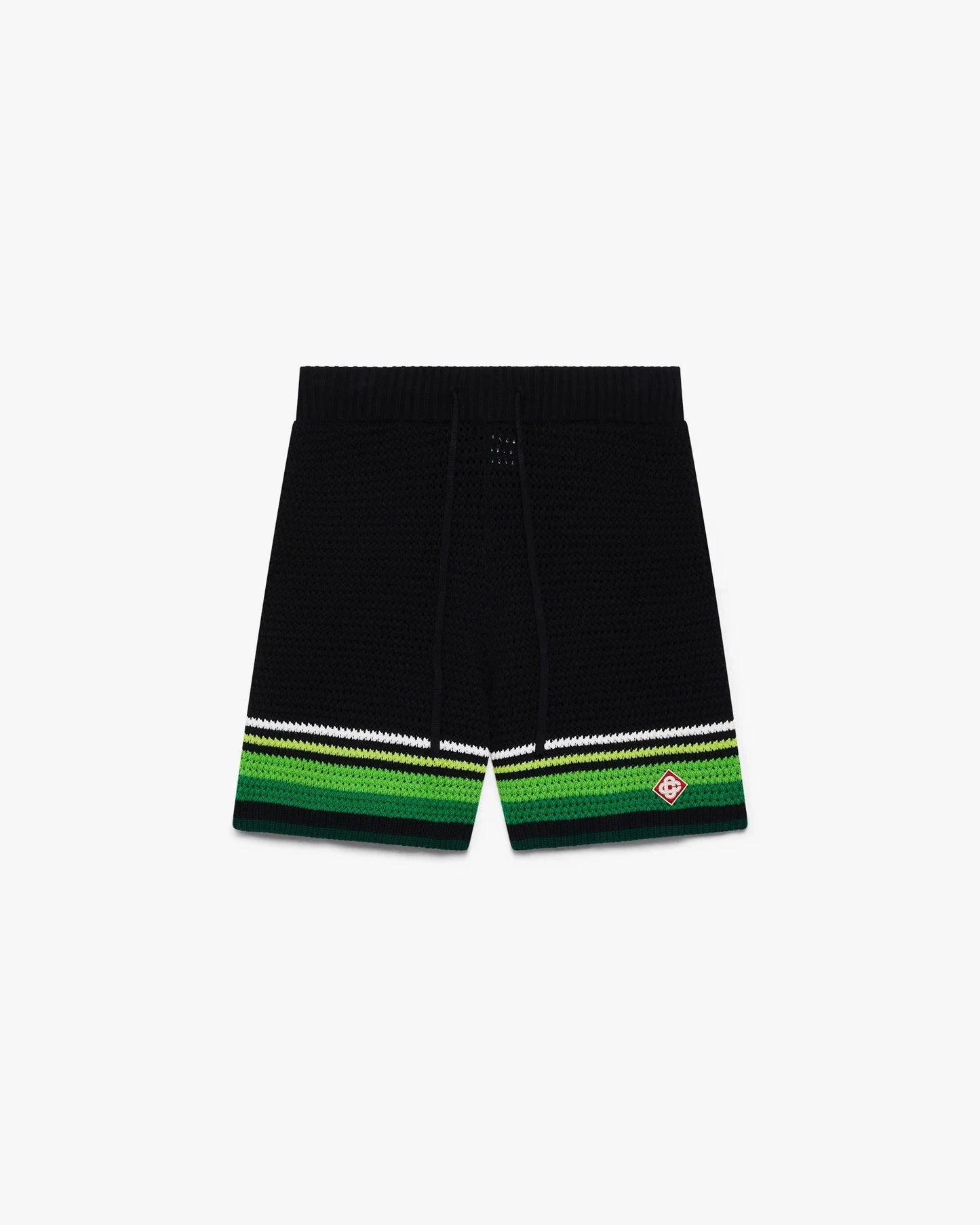 Short en crochet rayé noir et vert