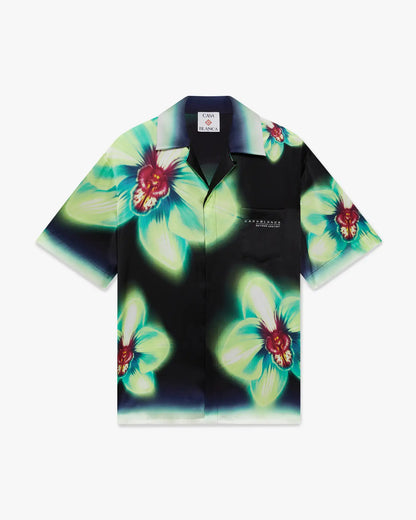Chemise en soie à manches courtes Orchid Glitch
