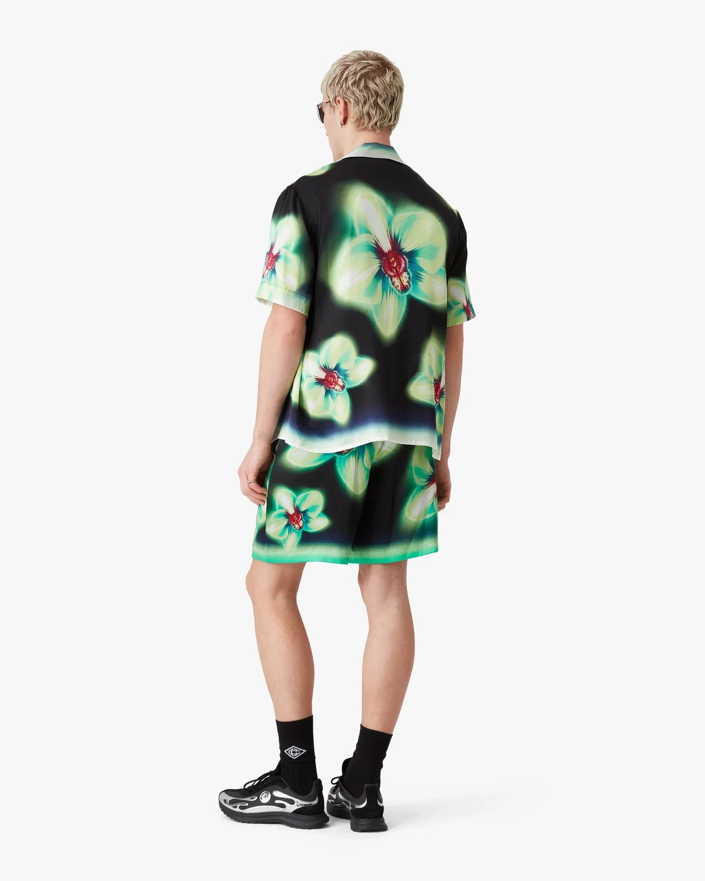 Chemise en soie à manches courtes Orchid Glitch