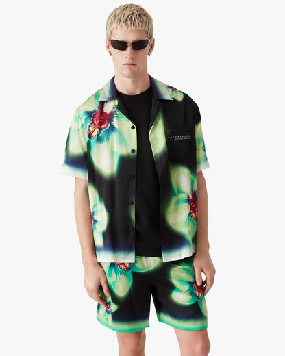 Chemise en soie à manches courtes Orchid Glitch