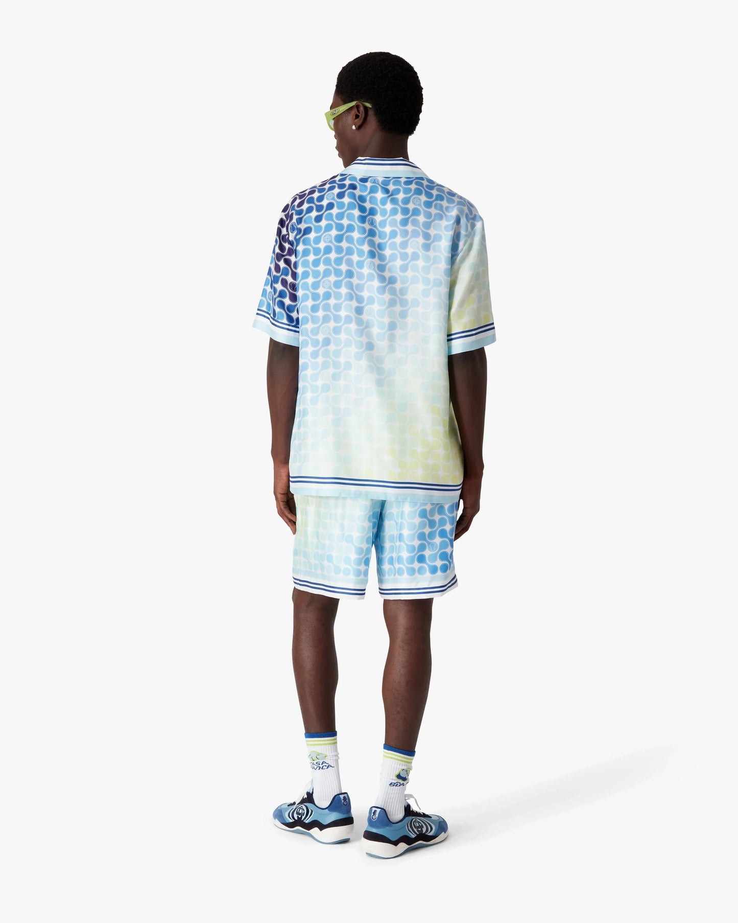 Chemise en soie à manches courtes à carreaux dégradés pour le tennis