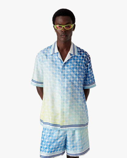 Chemise en soie à manches courtes à carreaux dégradés pour le tennis