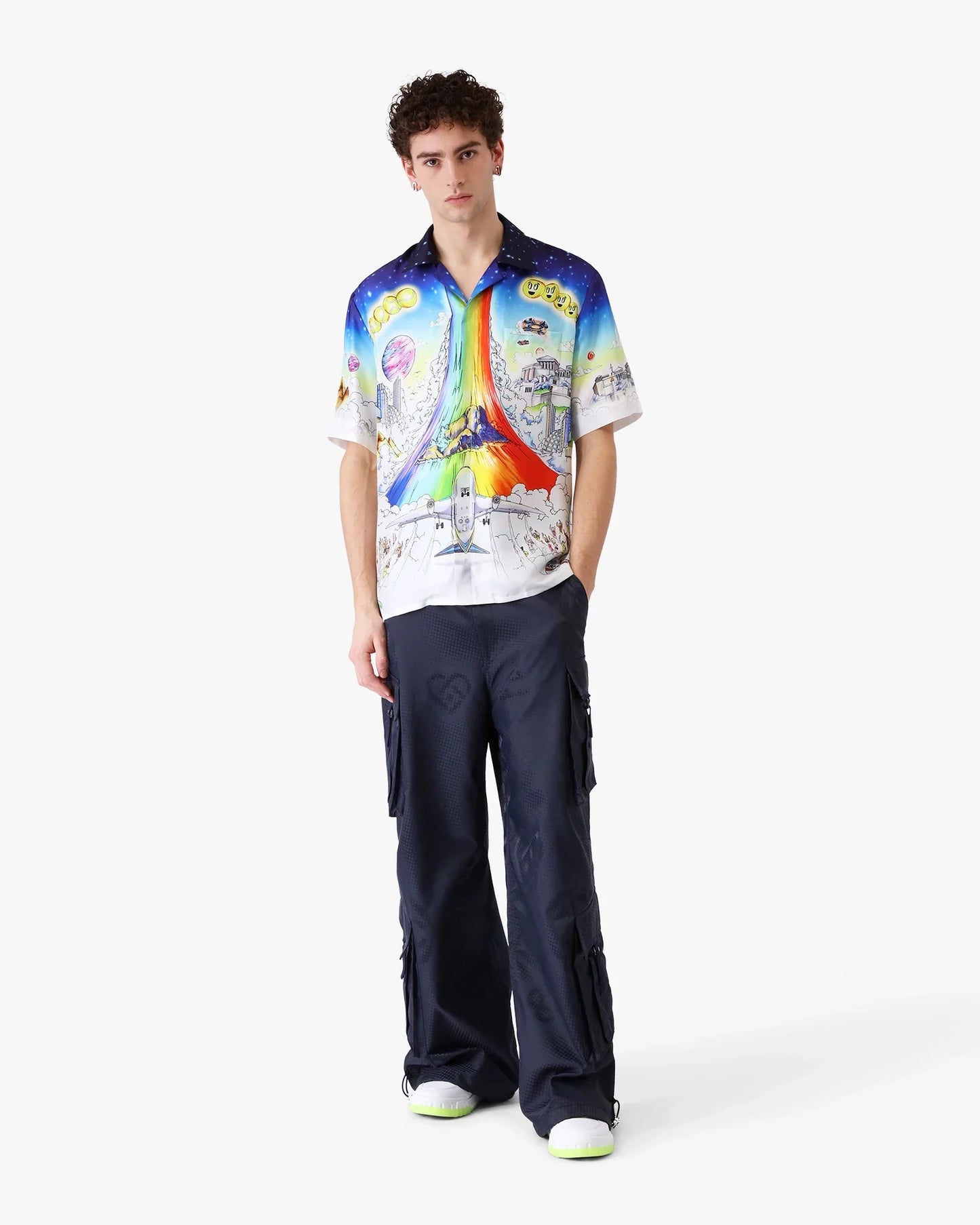Chemise en soie à manches courtes Solid Grooves