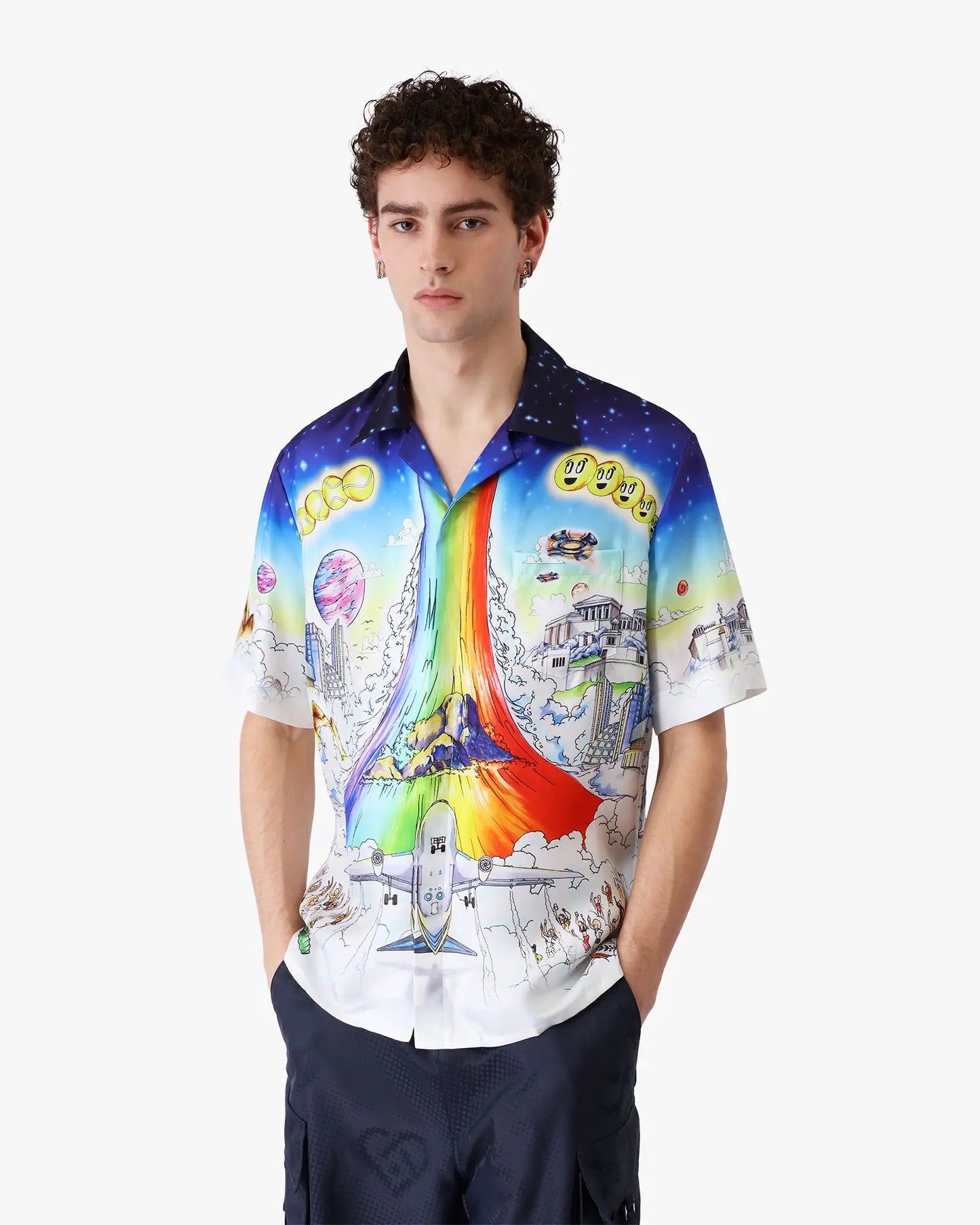 Chemise en soie à manches courtes Solid Grooves