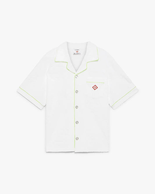 White Towelling Monogram Short Sleeve Shirt