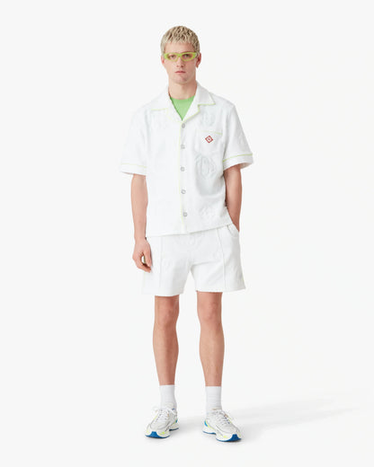 Chemise blanche éponge monogramme à manches courtes