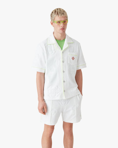 Chemise blanche éponge monogramme à manches courtes