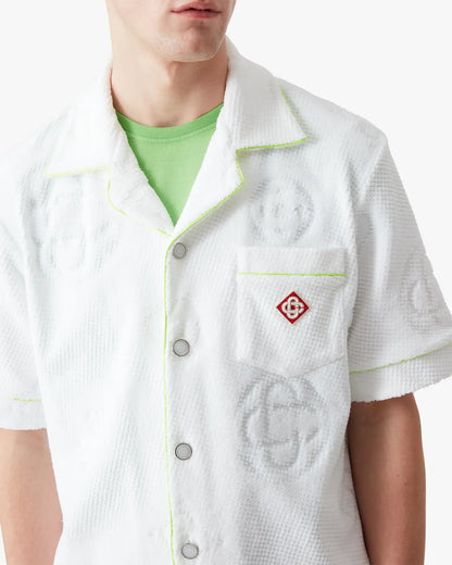 Chemise blanche éponge monogramme à manches courtes