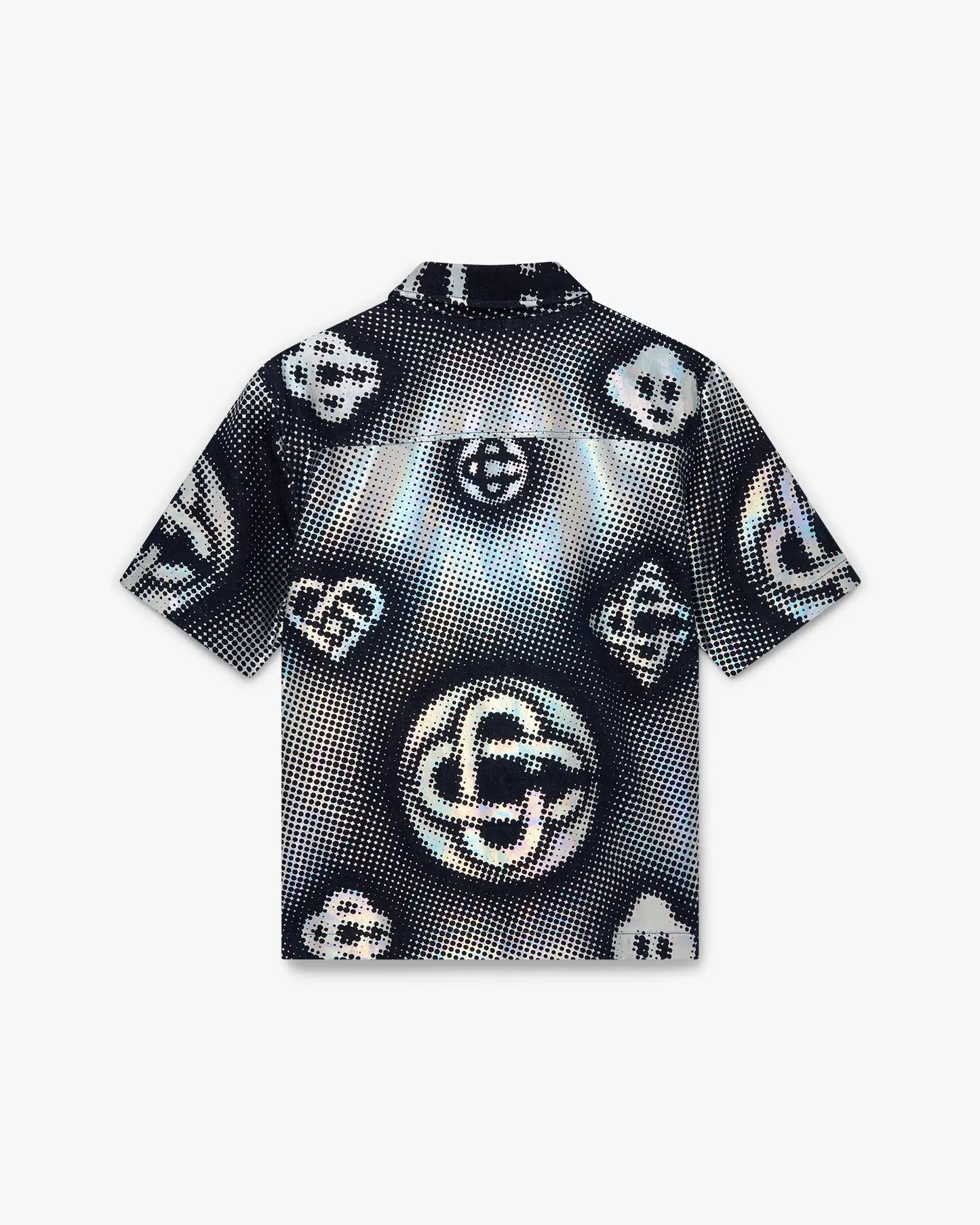 Chemise en jean à manches courtes monogrammée et nacrée