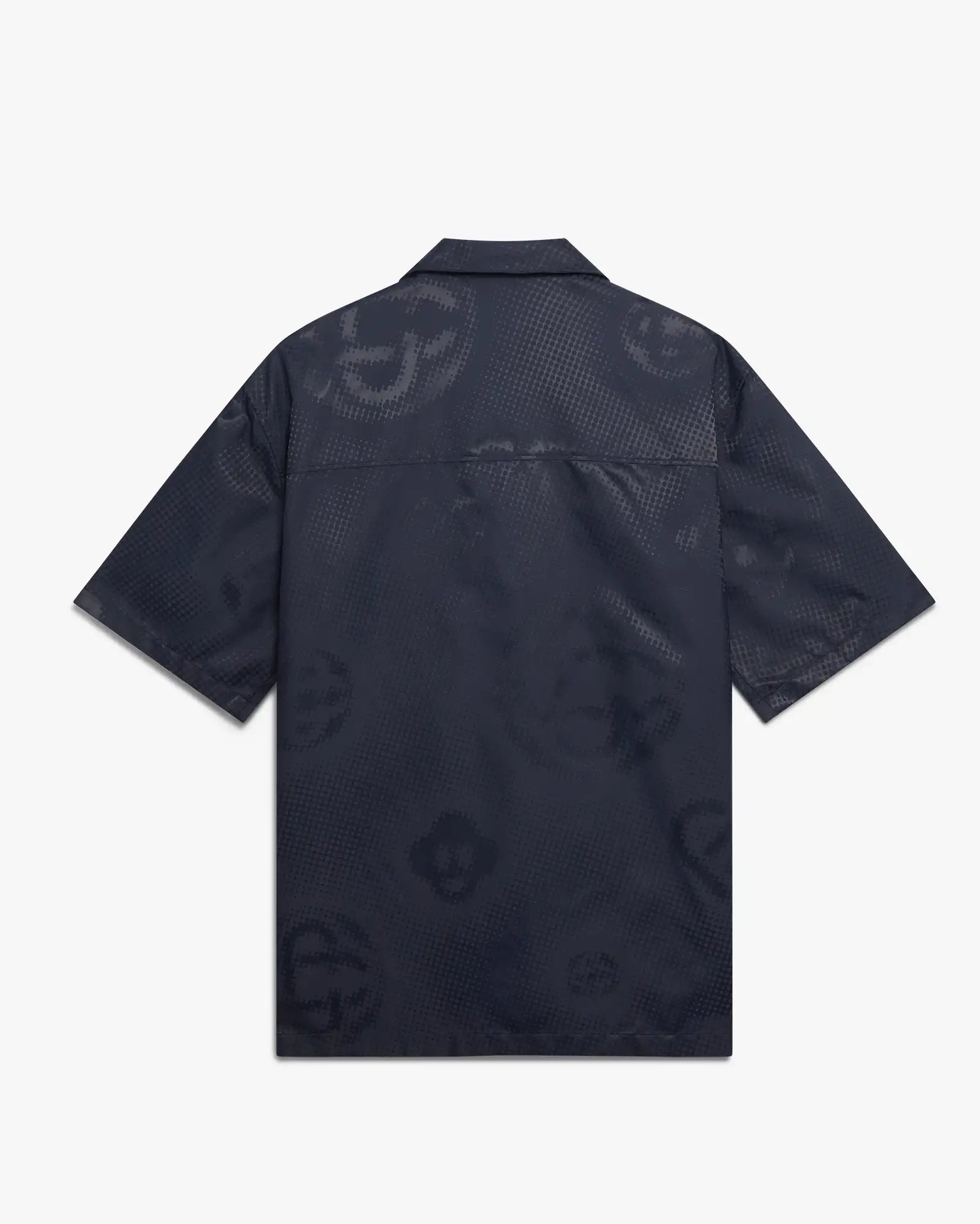 Chemise à manches courtes monogramme demi-ton marine