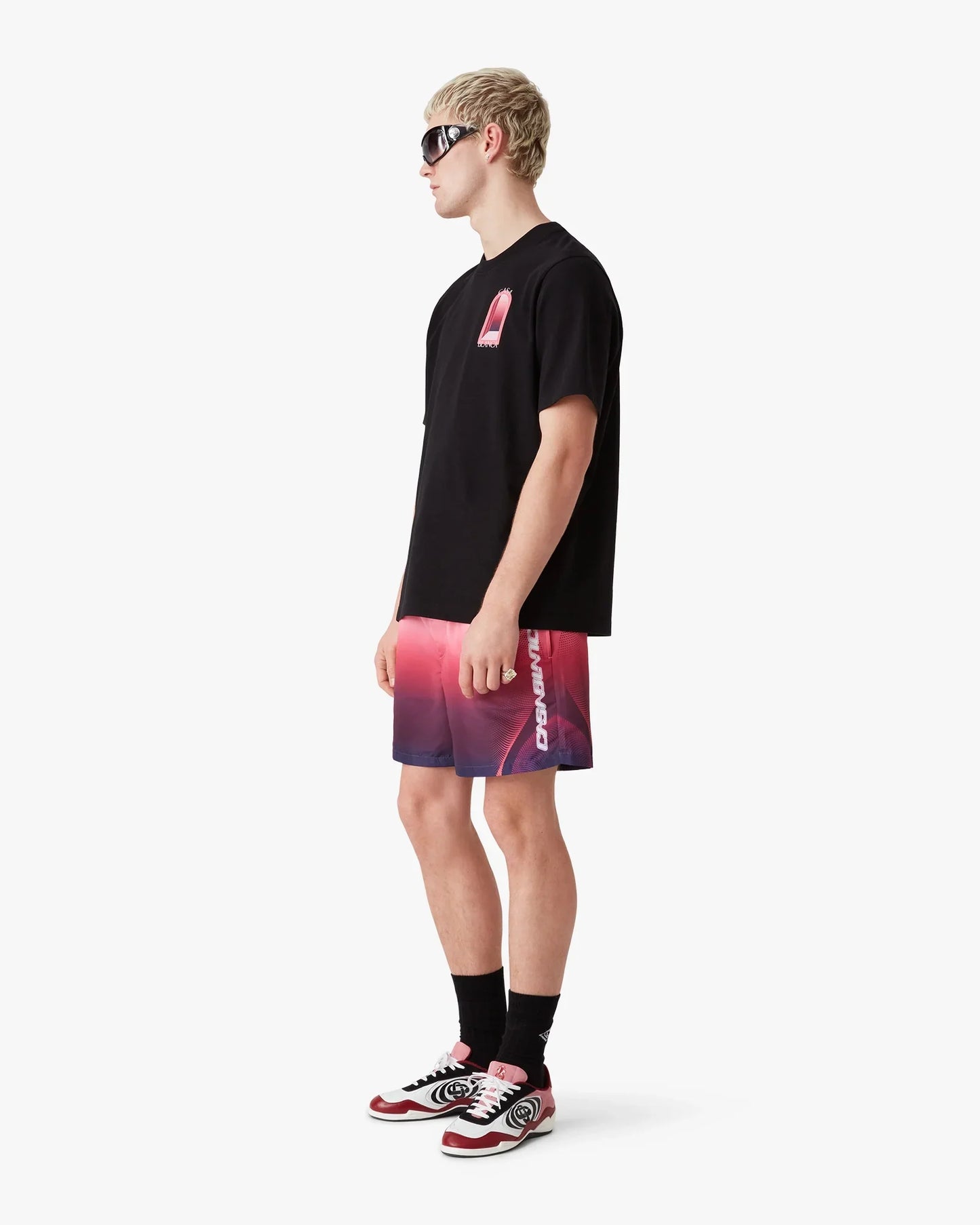 Short de bain imprimé dégradé aubergine
