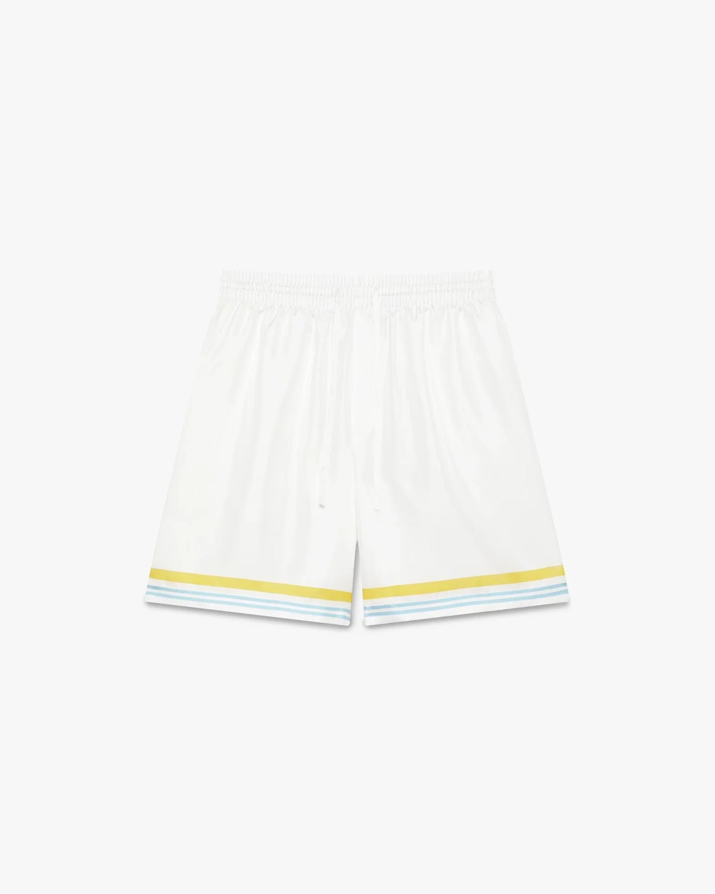 Short en soie blanc à motif paysager de tennis