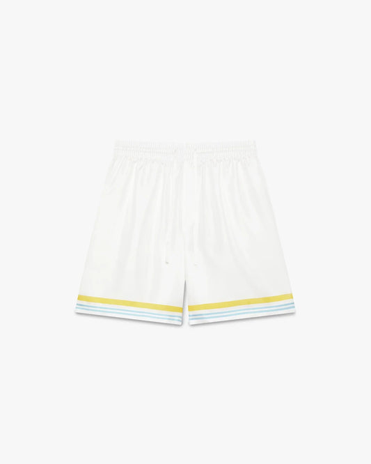 White Tennis Landscape Silk Shorts
