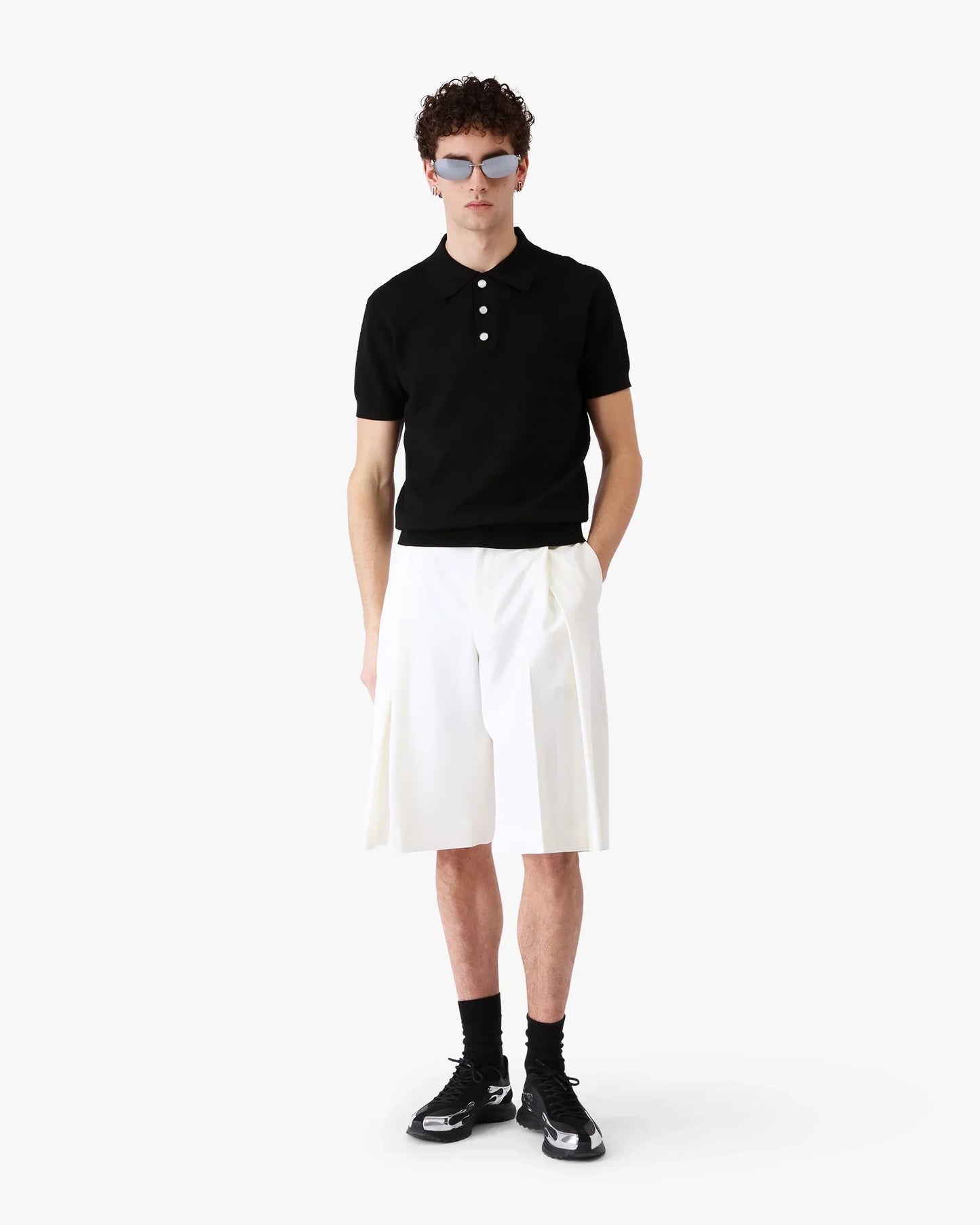 Short ample plissé blanc