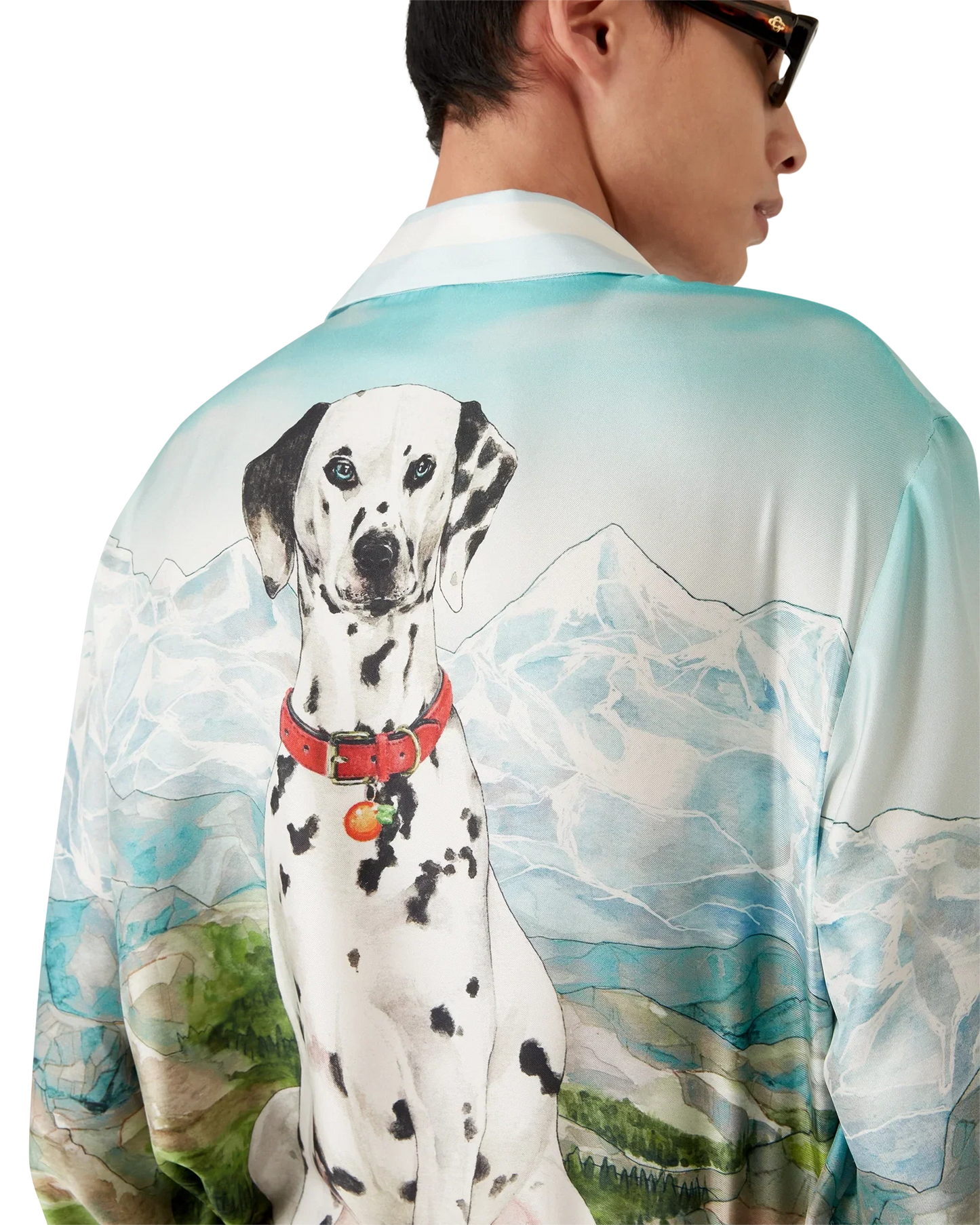 Dalmatian A La Montange Long Sleeve Silk Shirt