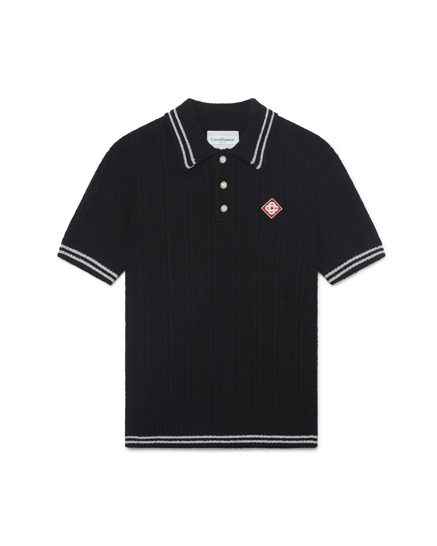 Silver Trim Boucle Polo Shirt