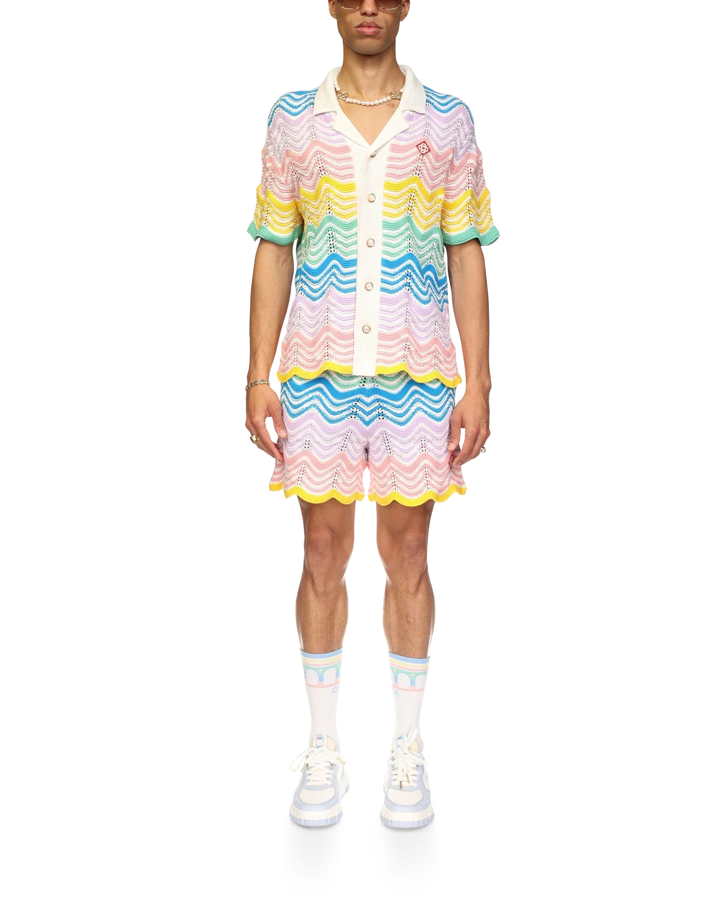 Chemise en maille à motif ondulé dégradé